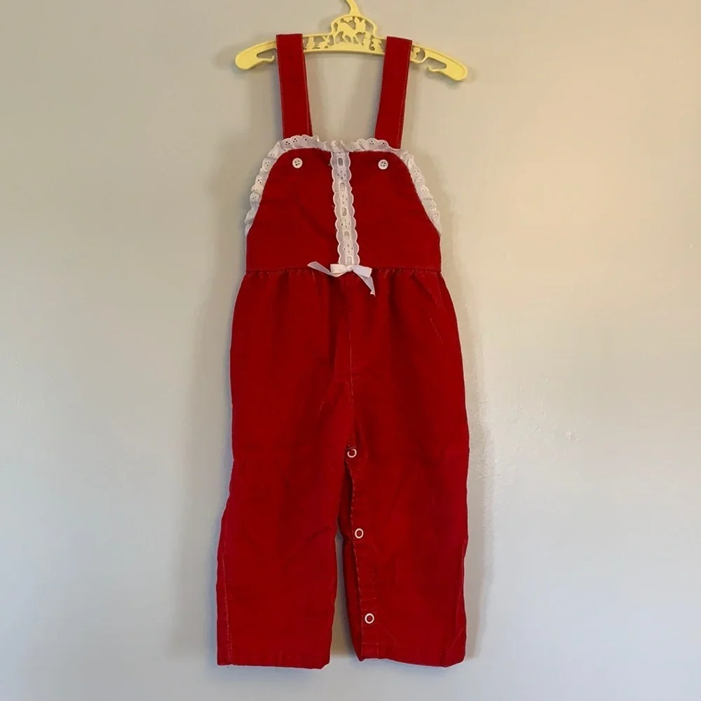 Buster Brown - red corduroy overalls/jumper‎